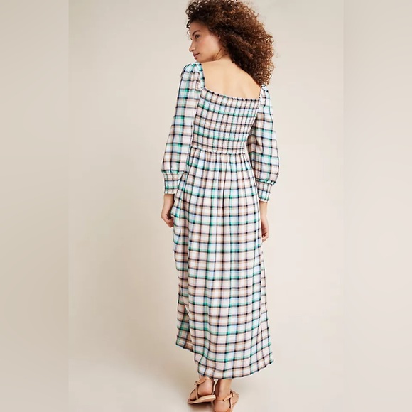 ✨ Anthropologie Cerie Smocked Midi Dress Sz M - Picture 3 of 10